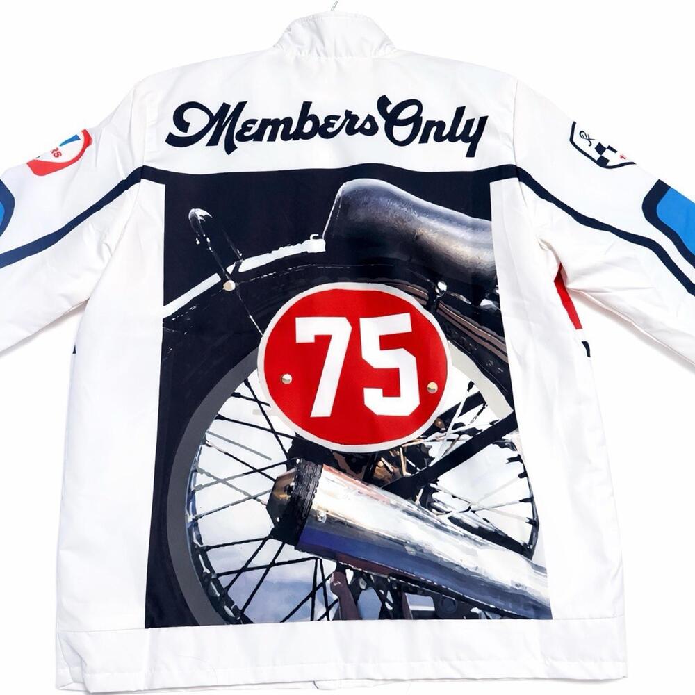 Members Only Racing Jacket White Red Graphic Logo Streetwear Full Zip Men’s - Picture 2 of 8